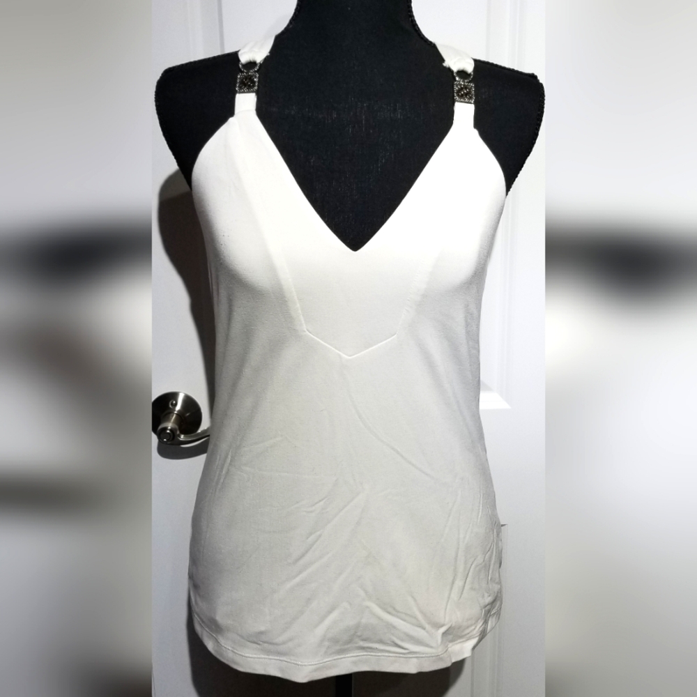 WHBM White Sleeveless Halter Size M